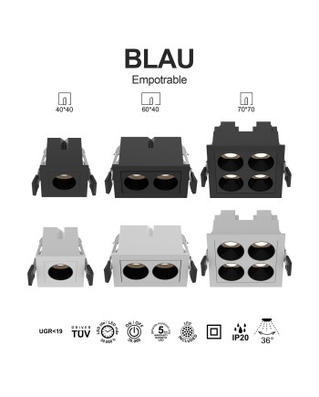 BLAU * FOCO EMPOTRAR 1L 3W  3000K BLANCO